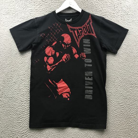 Tapout Driven To Win Boys Youth XL Short Sleeve Crew Neck AOP Black - Picture 1 of 8